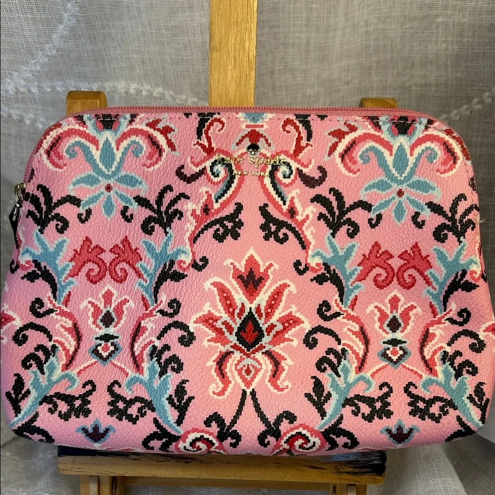Kate Spade cross stitch pattern cosmetic bag